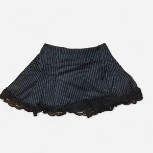 Dolls Kill Black Pinstripe Mini Skirt with Lace